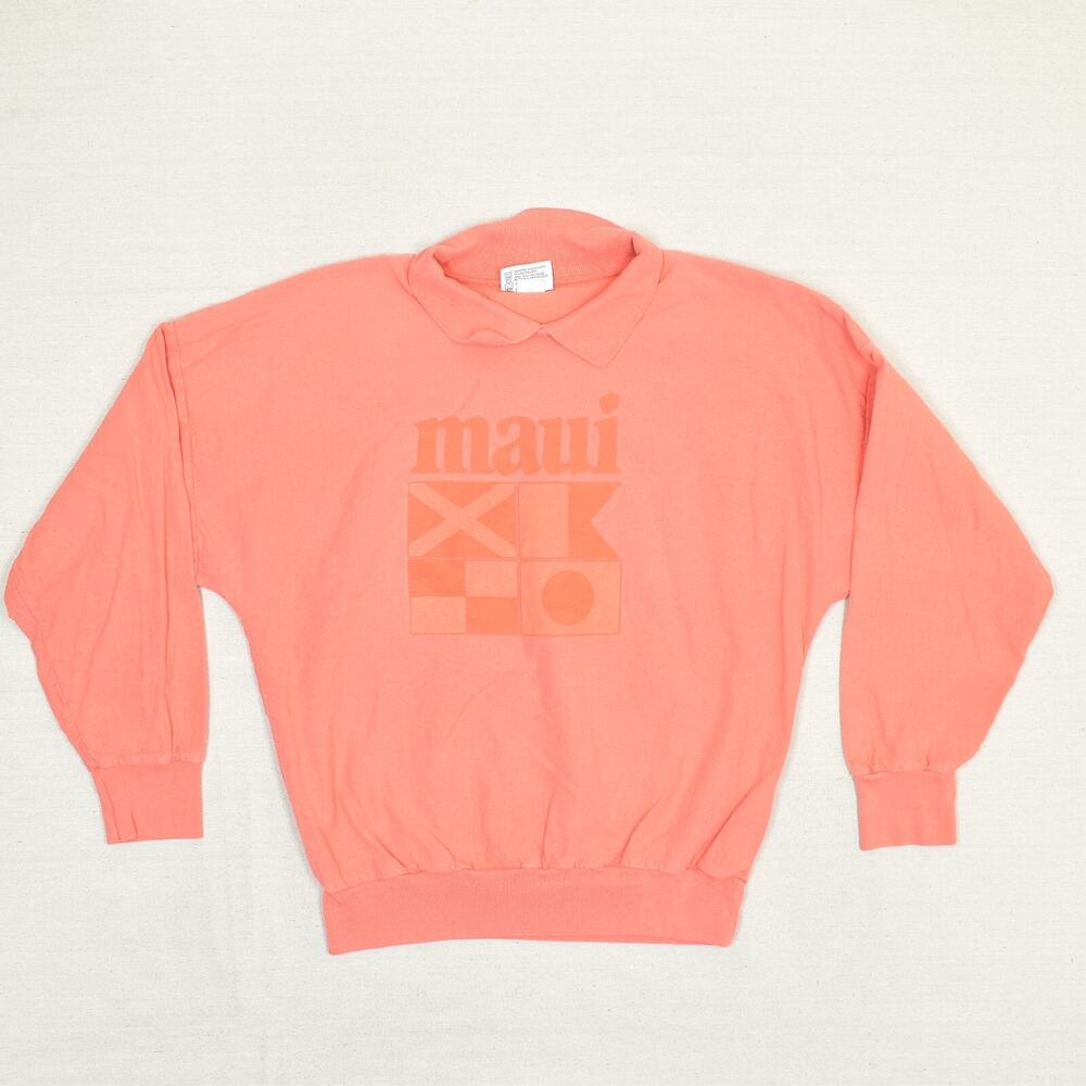 Sgt. Leisure Men MAUI Pullover Sweater Collared Cotton Pink Size S USA Made VTG
